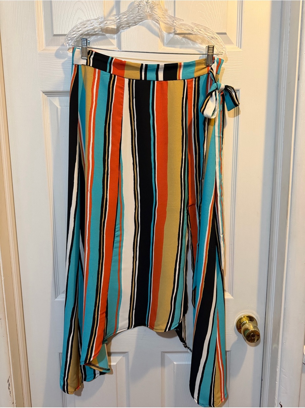 Sans Souci Women Striped Skirt Size Large Side Zipper And Tie
